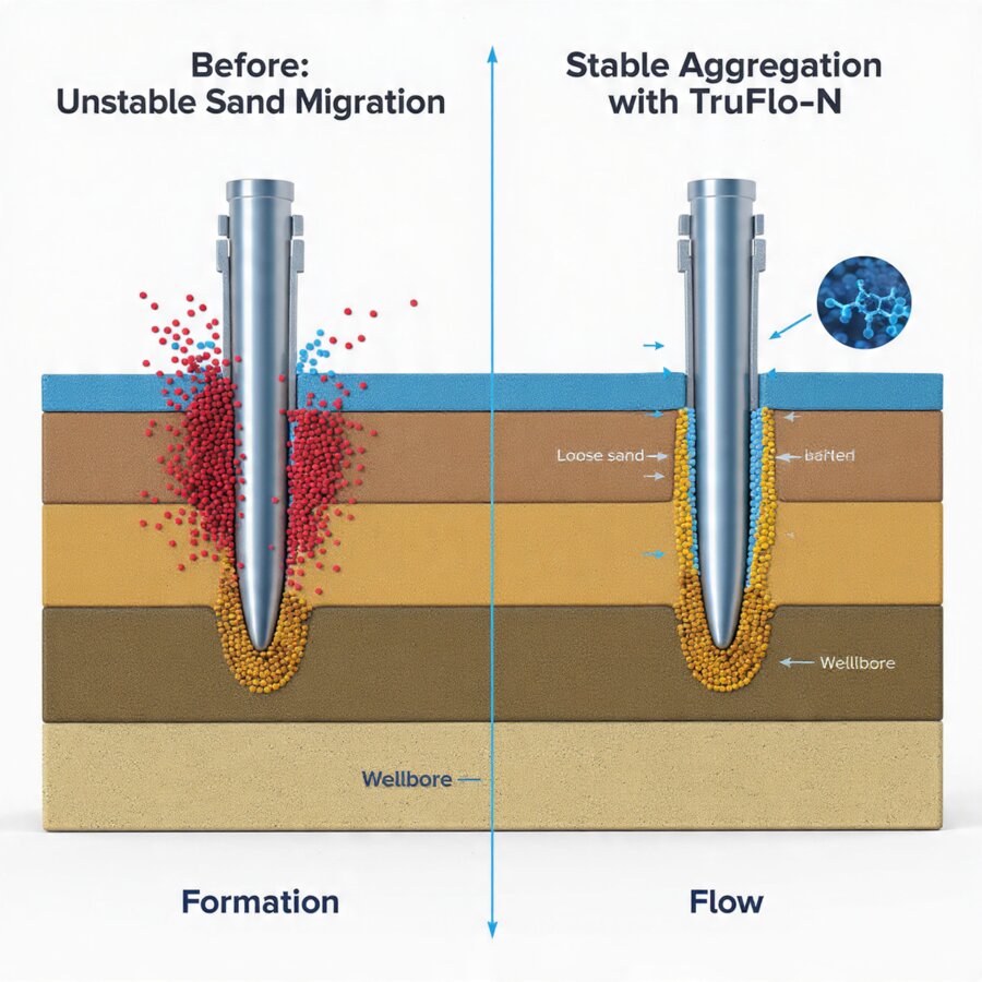 Unstable sand migration versus stable aggregation around the wellbore